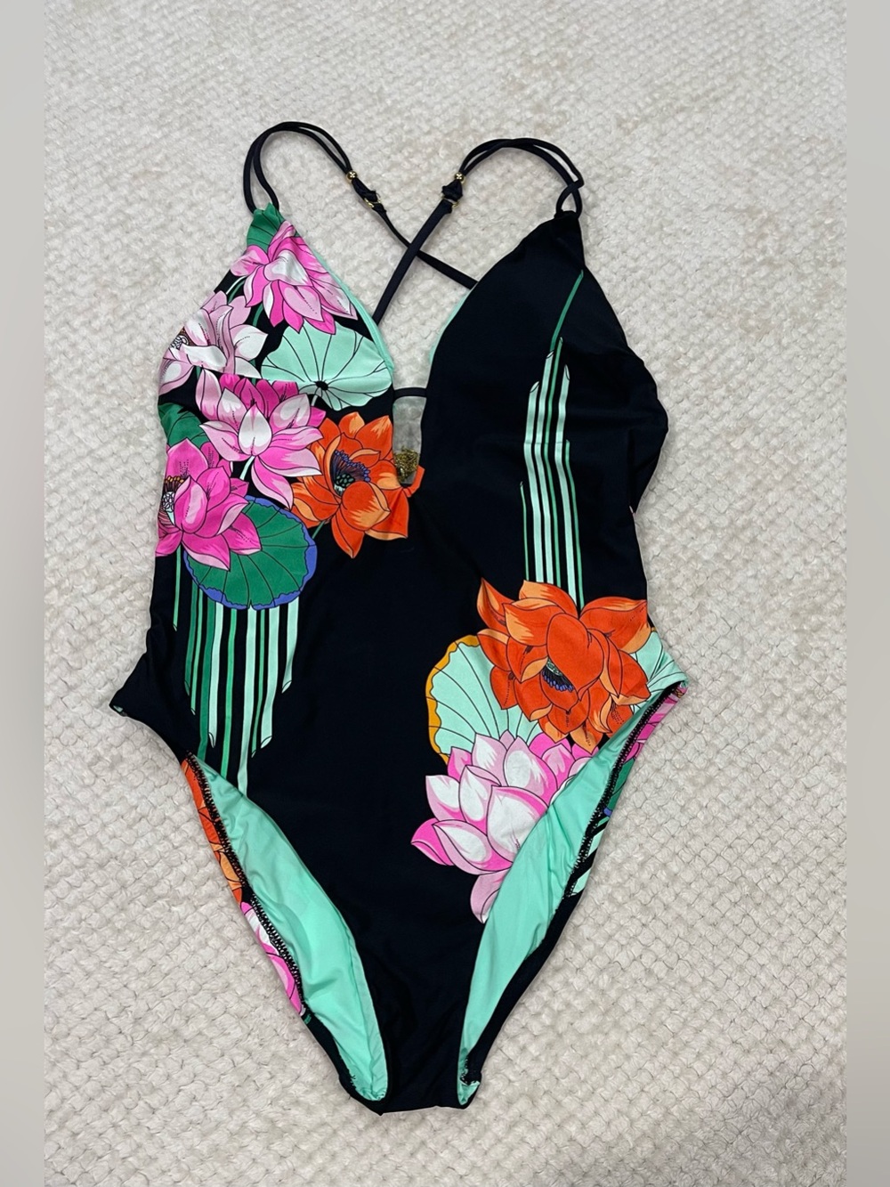 Sunshine 79 "Mystic Lotus" Plunge One-Piece Swimsuit Size 10